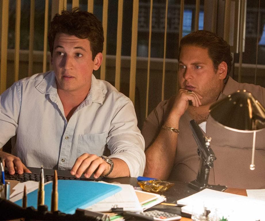 Still from War Dogs (2016), night office at screens; reference for always-on tender monitoring, not an endorsement